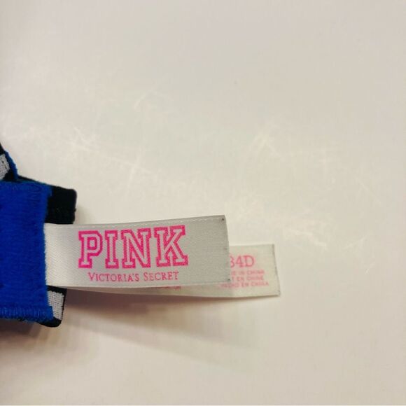 Victoria's Secret PINK Wear Everywhere Push Up Bra Size 34D Leopard Print Blue - Picture 9 of 10